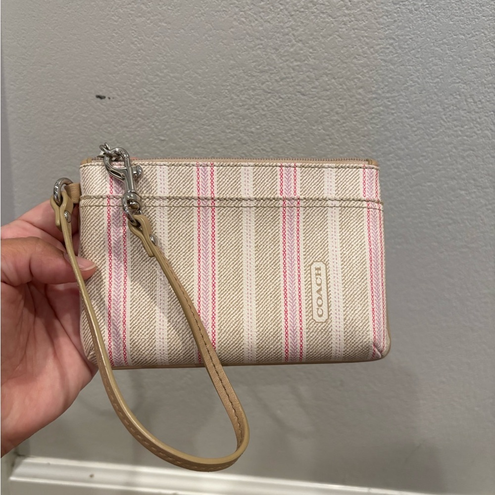 Coach Legacy Weekend Ticking Stripe Zippy Wallet Wristlet